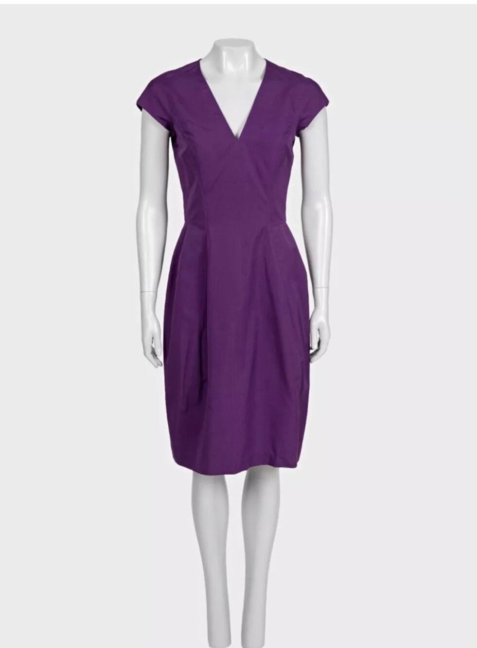 NWT Vintage YSL Purple Cotton Silk Fitted Dress FR 38 M